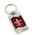 Fleur-De-Lis Red Spun Brushed Metal Key Chain