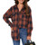 Womens Casual Cuffed Long Sleeve Boyfriend Button Down Plaid Flannel Shirt Tops