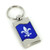 FLEUR-DE-LIS BLUE SPUN BRUSHED METAL KEY RING