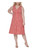 Vince Camuto Womens Coral Jersey Pleated Animal Print Sleeveless V Neck Knee Length Cocktail Fit + Flare Dress Plus 20W