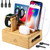 Bamboo Charging Stations for Multiple Devices, Upgrade Desk Docking Station Organizer for Cell Phones, Tablet, AirPods, iWatch Stand Gift for Love