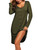 Ekouaer Women's Nightshirt Long Sleeve Button Down Nightgown V-Neck Sleepwear Pajama Dress Army Green