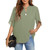 Funlingo Women's Summer Tops Short Sleeve Casual Shirts V Neck Chiffon Dressy Blouse Flowy Tops Spring Clothes Light Green X-Large