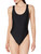 Calvin Klein Women's Standard Logo Elastic Straps Low-Cut Back Removable Soft Cups One Piece, Black