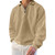 Lexiart Mens Long Sleeve Polo Shirts-Casual Thermal Loose Fit Pullover Quarter Zip Sweatshirts Khaki