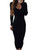 Zyyfly Women Tight Midi Dress Long Sleeve Ribbed Sexy V Neck Knit Bodycon Dress Black S