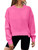 MEROKEETY Sweatshirt for Women Long Sleeve Crew Neck Solid Color Y2K Activewear Cropped Casual Tops, Rose, S
