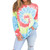 Women's Tie Dye Crewneck Pullover Loose Printed Sweatshirt Fall Tops Casual Color Block Loose Long Sleeve T Shirt (Pink,Small)