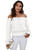 SweatyRocks Women's Long Sleeve Off Shoulder Top Elegant Tie Front Ruffle Hem Chiffon Blouse Solid White XL