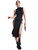 Verdusa Women's Crisscross High Split Mock Neck Sleeveless Midi Bodycon Dress Black M