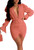 YouSexy Women's Sexy V Neck Ruched Bodycon Mini Dress Long Sleeve Cocktail Party Dresses Pink