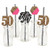 Chic 50th Birthday - Pink, Black and Gold Paper Straw Decor - Birthday Party Striped Decorative Straws - Set of 24
