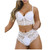 Women's Lace Lingerie Bra and High Waist Panty Set Sexy Pajamas Lingerie Set Babydoll Sleepwear 2 Piece Nightwear Outfits(D White,Medium)
