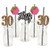 Chic 30th Birthday - Pink, Black and Gold Paper Straw Decor - Birthday Party Striped Decorative Straws - Set of 24