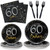 DECORLIFE 60th Birthday Plates and Napkins Serves 24, 60th Birthday Decorations for Men or Women, Folks Included, Total 96pcs
