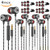 Earphones Earbuds Headphones, Balanced Bass Driven Sound, Noise Isolating, Stereo for iPhone, iPod, iPad, Samsung and Mp3 Players (Black X4pack)