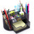 MONBLA Desk Supplies Organizer Multi-Functional Stationery Caddy Mesh Oval Pencil Holder Desk Office Supplies Organizer 9 Compartments with Drawer for Note Pads Black