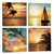 Ohok 4 Panels Modern Prints Artwork Pictures Photo Paintings Print on Canvas Wall Art for Home Walls Decor Stretched and Framed Ready to Hang (Sunset Sea Waves)