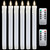 Fo32won White Flickering Flameless Candlesticks Battery Operated with Remote Timer, Set of 6 Dripless Real Wax LED Taper Candles with 3D Flame, 9.5 Inches LED Flameless Candlesticks