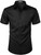 ZEROYAA Men's Casual Urban Stylish Slim Fit Short Sleeve Button Up Dress Shirt with Pocket ZLSC15 Black Medium