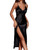 Verdusa Women's Crisscross Backless Lace Trim Satin Nightdress Gown Full Slip Black S