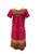Women's Plus-Size Red S/S Lounger House Dress - 3 Button Bib Yoke, Pockets 1X