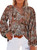 Eytino Women Plus Size Tops Boho Floral Printed V Neck Long Sleeve Chiffon Blouse Shirts,3X Multicolor