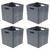 Sandmovie 20 Quart Gray Plastic Collapsible Storage Cubes, Foldable Cube Storage Bin, 4 Packs