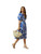 SweatyRocks Women's Boho Floral Puff Sleeve Cut Out Dress Tie Back A Line Midi Dresses Blue White M