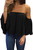Bluetime Women Casual Summer Ruffle Off Shoulder Short Sleeve Chiffon Tops Sexy T-Shirts Blouses (XL, Black)