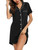 Womens Nightgown Soft Short Nightshirt Short Sleeve Sleepwear Comfy Pajama Sleepshirts Black Medium