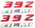 392 HEMI Emblem Fender Side Badge Sticker 6.4L Decal For Dodge Challenger SRT Chrysle 300c 3500 SRT8 HEMI Emblem Nameplates White&Red(Pack of 2)