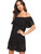 Floerns Women's Off Shoulder Ruffle Loose Tunic Shift Dress Black New L