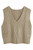Aoysky Sweater Vest Women's V-Neck Sweater Tank Tops Pullover Cable Knit Vest Solid Color Sleeveless Loose Fit Sweater Top Khaki
