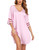 Ekouaer Satin Nightgowns for Women V Neck Silk Sleep Shirt Short Plus Size Night Dress Lightweight Sleepwear Pink