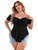 SOLY HUX Women's Plus Size Off Shoulder Tie Front Short Sleeve Curved Hem T Shirt Tops Black 1XL