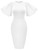 Memoriesea Women's Basic Bodycon Ruffle Flared Short Sleeve Pencil Midi Dress White