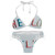 HelloBikini Set SwimsuitsWomen's Two Piece Block Halter Triangle Top and Tie Side Multi