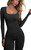 OQQ Women's Yoga Ribbed One Piece Jumpsuits Ribbed Workout Rompers Long Sleeve Exercise Jumpsuits Black