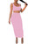 Alllife Sexy 2 Piece Maxi Skirt Sets Sleeveless Crop Top Bodycon Long Skirt Pink Two Piece Dress Outfit For Women L