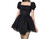 Women Gothic Dress Short Puff Sleeve Backless Y2k E-Girl Mall Goth Dresses Vintage Ruched Emo Lace up Draped Bodycon