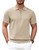 COOFANDY Men's Zipper Polo Shirt Casual Knit Short Sleeve Polo T Shirt Classic Fit Shirts Light Khaki