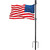 Black Flag Poles for Outside House inground - 9FT Metal Outdoor Yard House in Ground Flag Pole Holder for Porch with 2 Pronges Base - 3x5FT American Flag with Pole for House