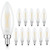 CRLight LED Candelabra Bulb 25W Equivalent 250 Lumens, 3000K Soft White 2W LED Chandelier Light Bulbs, E12 Vintage Edison B10 Frosted Glass Dimmable LED Candle Bulbs, 12 Pack