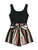 SOLY HUX Women's Summer Sleeveless Striped Belted Tank Romper Short Jumpsuit Black L