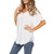 Aniywn Women's V Neck Cold Shoulder Loose Tops Blouse Comfort Solid Color Casual Short Sleeve Summer Tunic Tees Shirt White