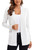 Urban CoCo Women's Lightweight Open Front Knit Cardigan Sweater Long Sleeve with Pocket (White, S)