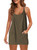 Panadila Womens Summer Sleeveless Mini Dress V Neck Spaghetti Strap Sundress Athletic Short Dress with Pockets (Army Green,M)