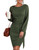 HOTOUCH Womens Ribbed Knit Dress Long Lantern Sleeve Fall Bodycon Dress Crewneck Tie Waist Sweater Belted Dresses Army Green Medium