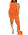 Zoctuo Women's Sexy Elegant One Shoulder Single Sleeve 1 Piece Ruched Bodycon Dress with Long Ribbon Solid Color Clubwear(5817,Orange,L)